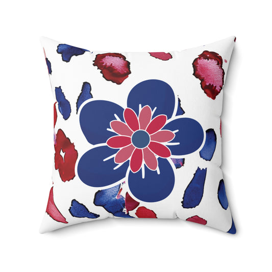 4th of July Patriotic Pillow Abstract Floral Design Independence Day Holiday Throw Cushion Festive Home Accent Holiday Throw Pillow