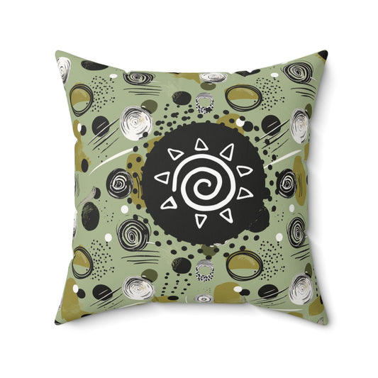 Abstract Green Pillow Aztec Sun Room Decor Decorative Throw Pillow Contemporary Bold Home Decor Modern Art Cushion