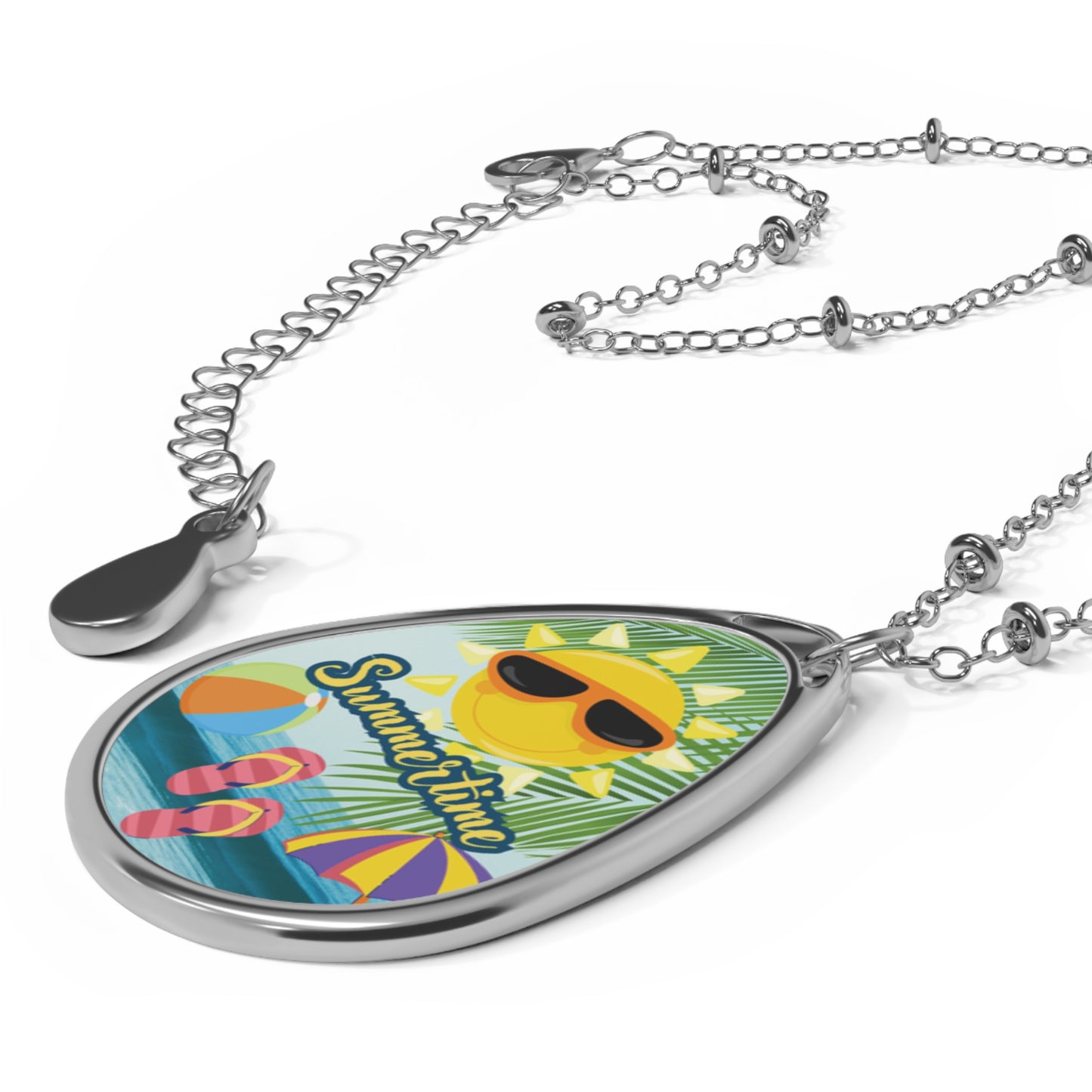 Summertime Necklace Cute Sun Pendant Beach Umbrella Chain Summer Vacation Jewelry Fun Summer Gift  Coastal Style Oasis by Alison