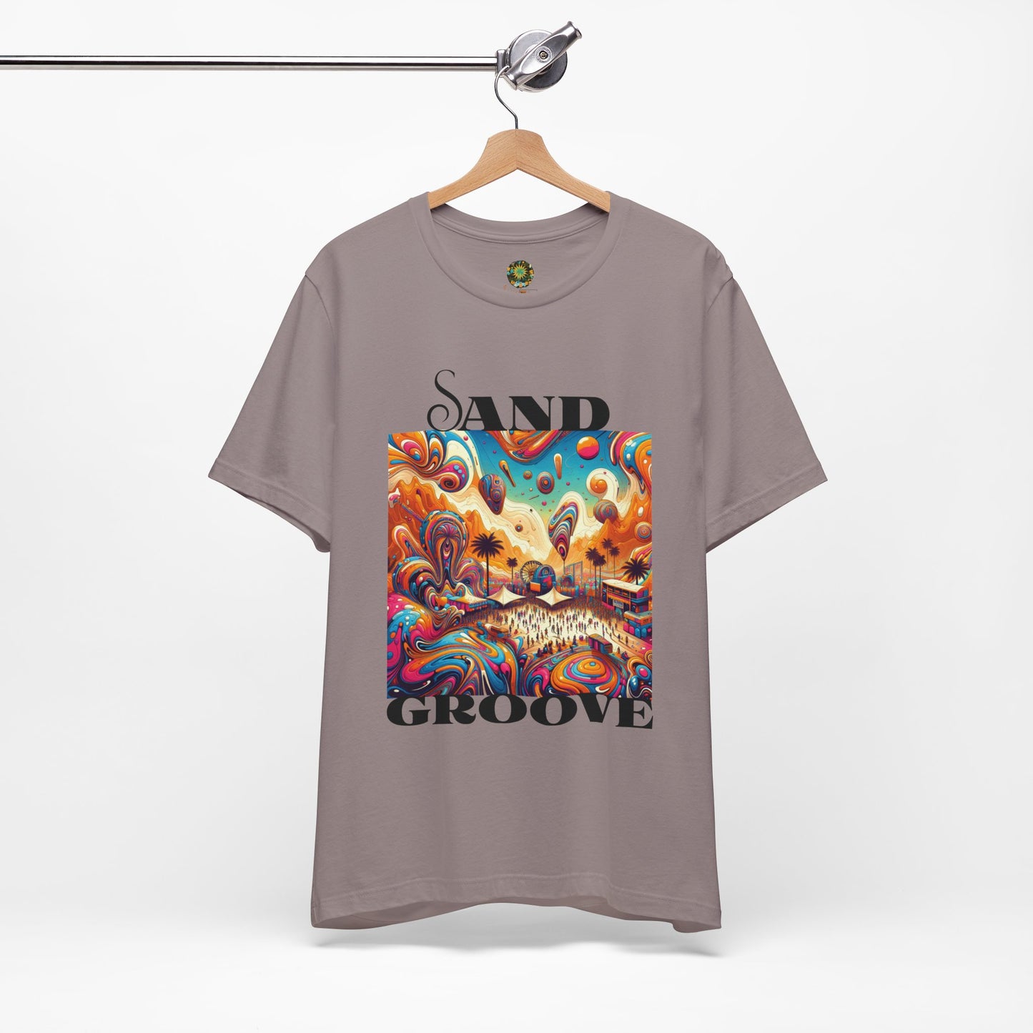 Festival Sand Groove T-Shirt Psychedelic Bohemian Desert Festival Tee Trendy Top for Festival-Goers and Music Lovers