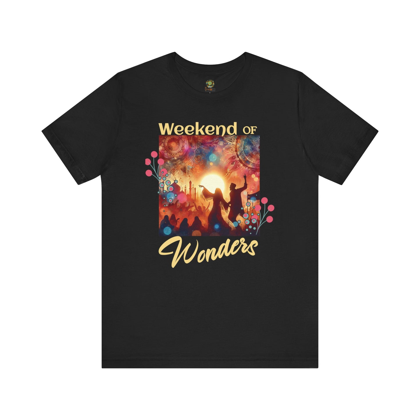 Festival Tee for Music Lovers Silhouette T-Shirt Trendy Weekend of Wonders Dancing Couple Festival Fashion Top Desert Music Shirt