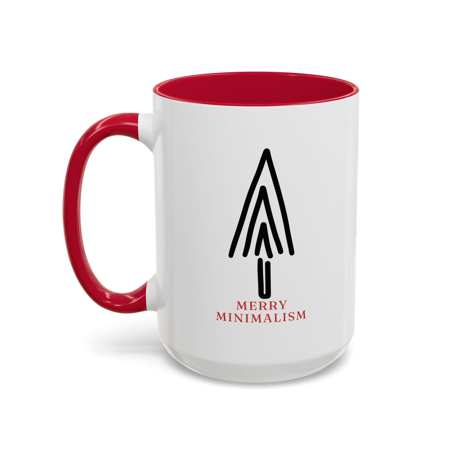 Merry Minimalism Geometric Tree 15 oz Red Accent Mug | Modern Christmas Tree Coffee Cup