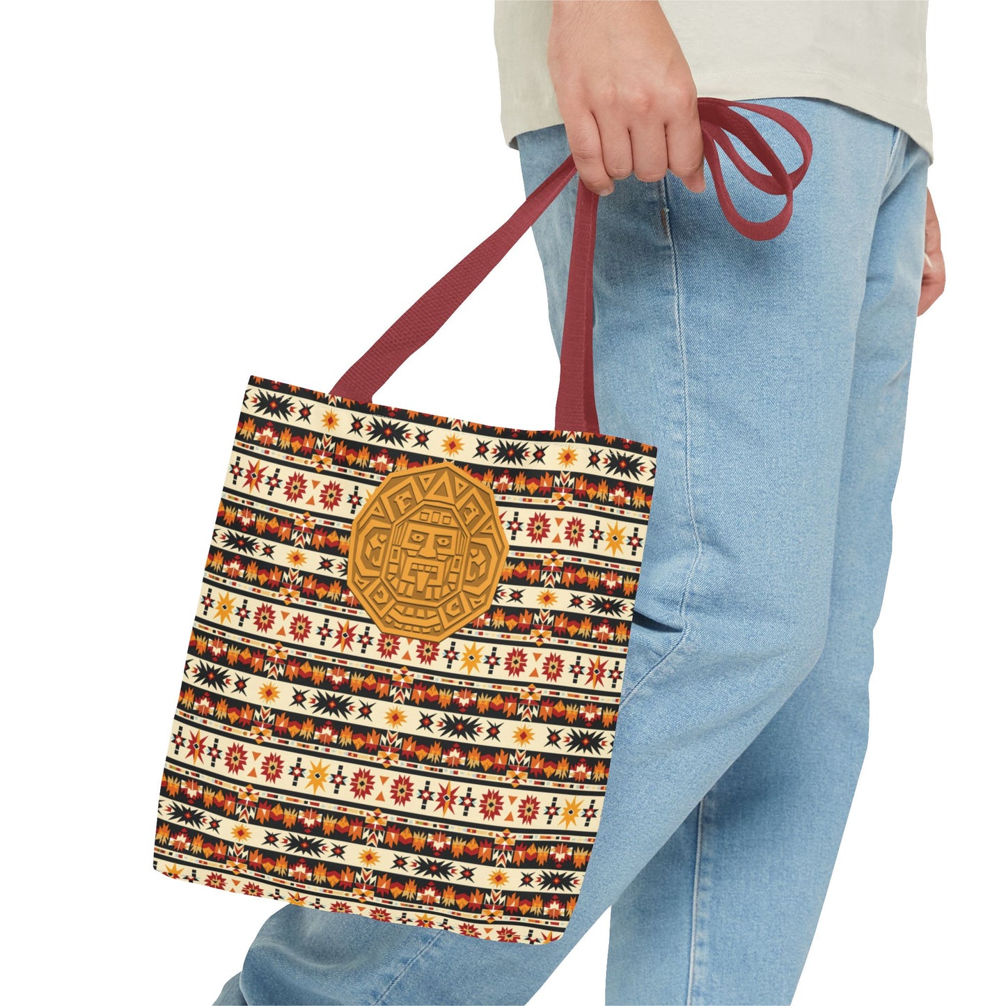 Southwestern Tote with Mayan Accent Fashionable Artistic Aztec Print Multiuse Bag for Weekend Getaways