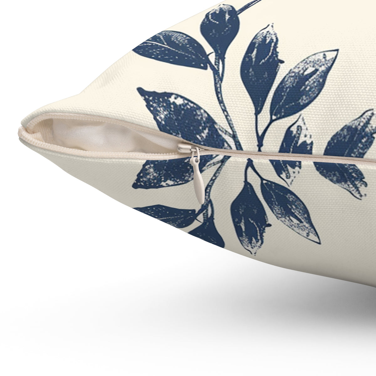 Blue Bird & Pumpkin Fall Pillow — Cream Autumn Accent Decor