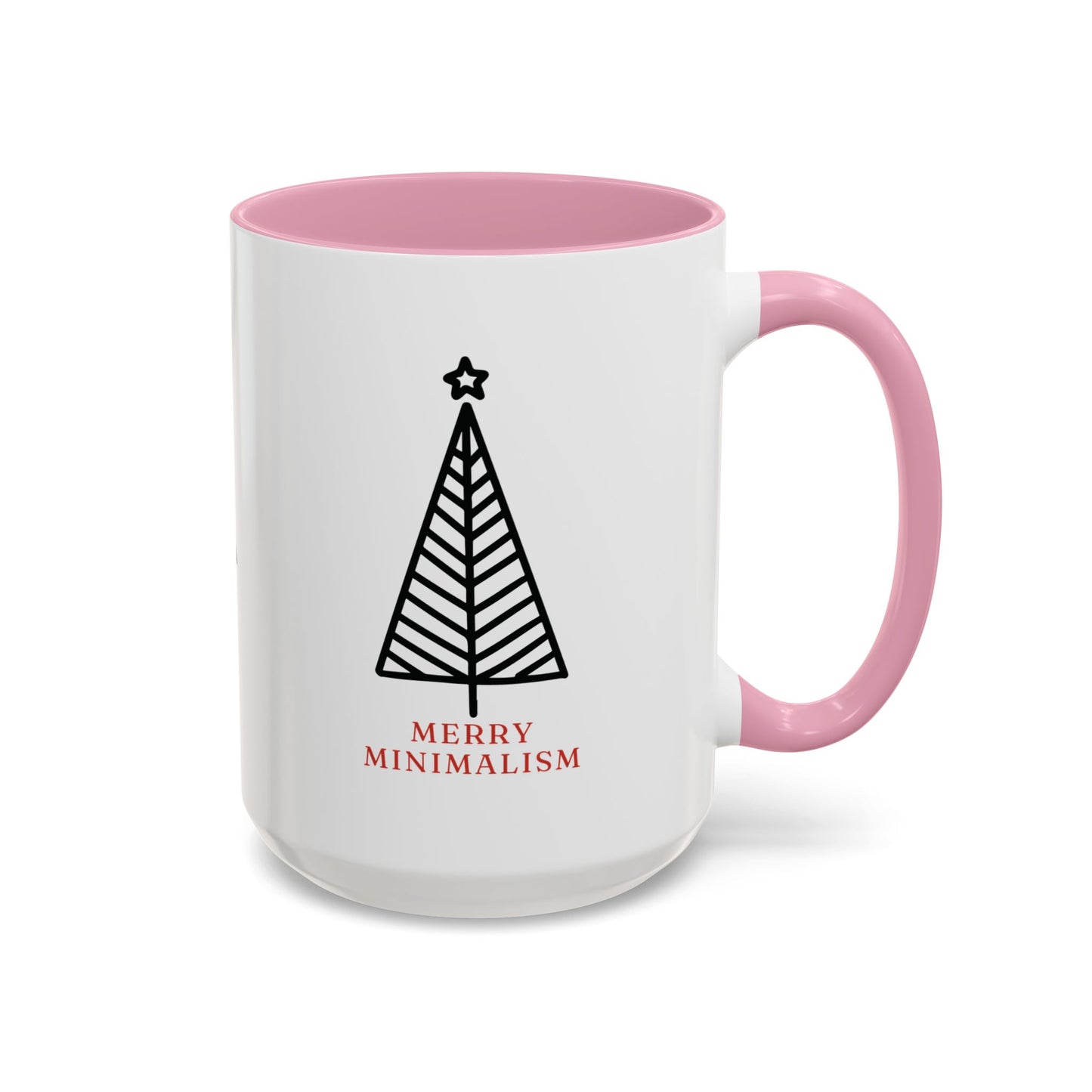 Merry Minimalism Geometric Tree 15 oz Red Accent Mug | Modern Christmas Tree Coffee Cup