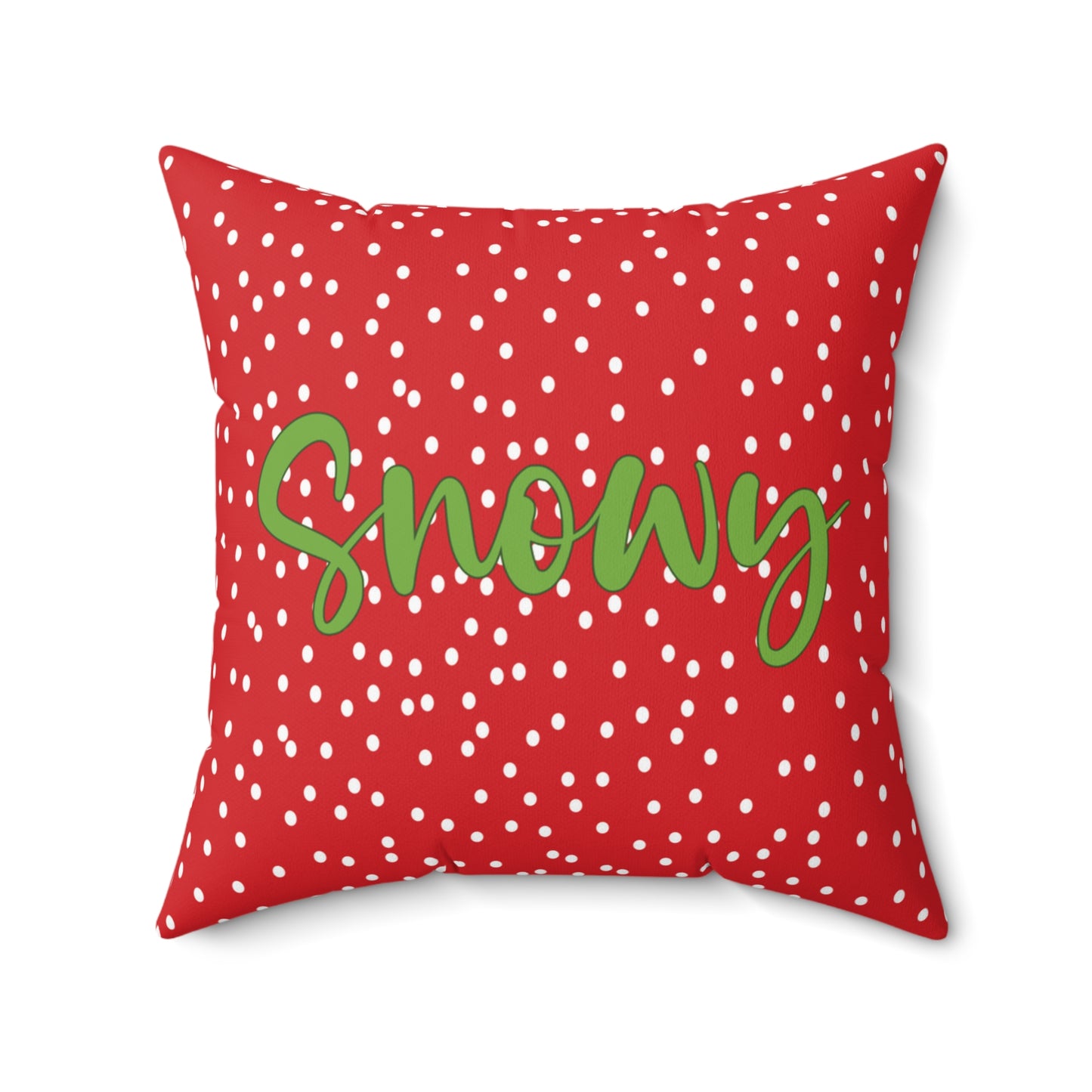 Cheerful Double-Sided Holiday Pillow with Green Script Stylish Christmas Home Decor Holiday Cheer Frosty Snowy Seasonal Script Pillow Gift