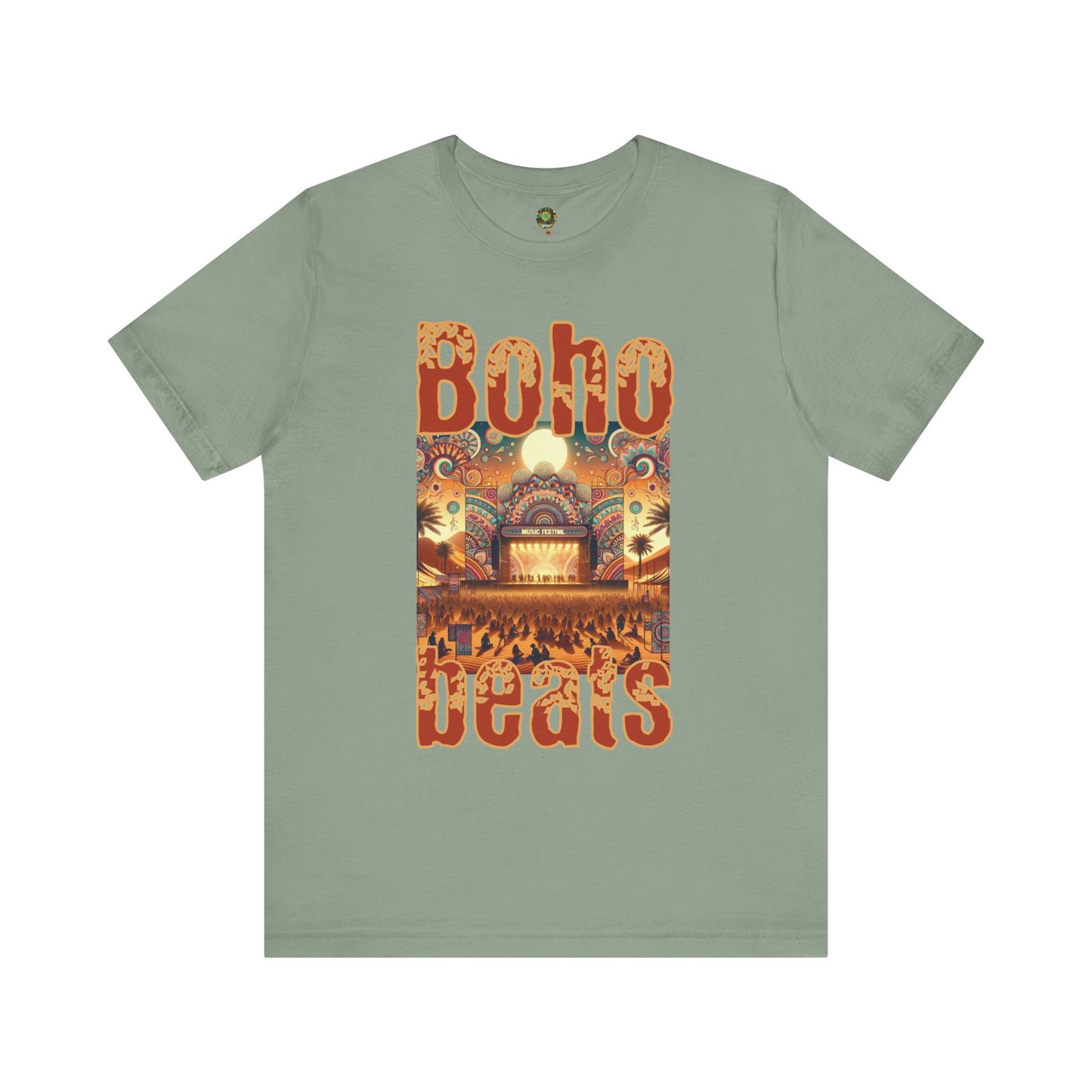 Boho Beats T-Shirt Music Festival Graphic Tee for Bohemian Desert Style, Music Lovers, and Festival Goers