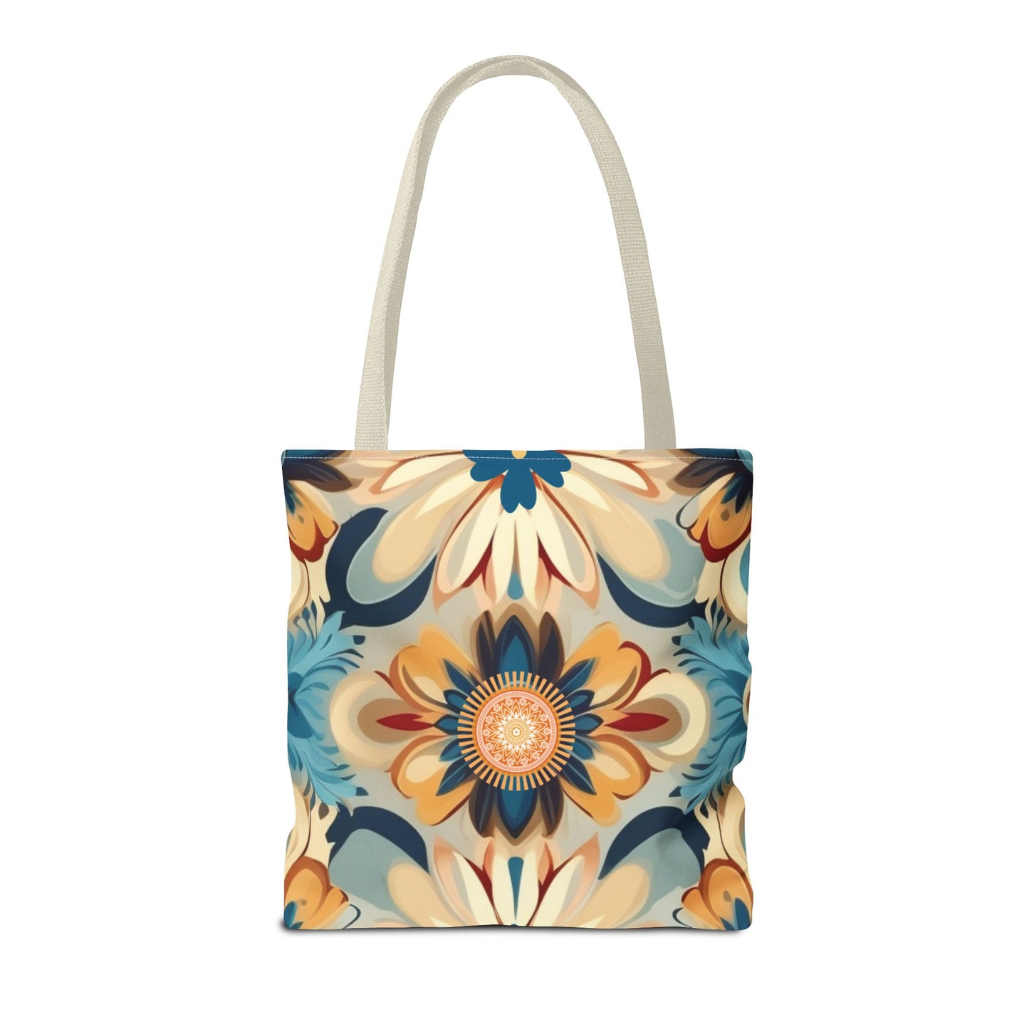 Bohemian Style Floral Tote With Medallion Accent Trendy Multipurpose Everyday Carryall Eye-Catching Design Fashionable Shopper