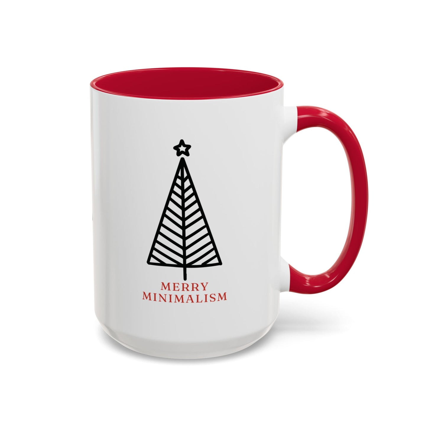 Merry Minimalism Geometric Tree 15 oz Red Accent Mug | Modern Christmas Tree Coffee Cup
