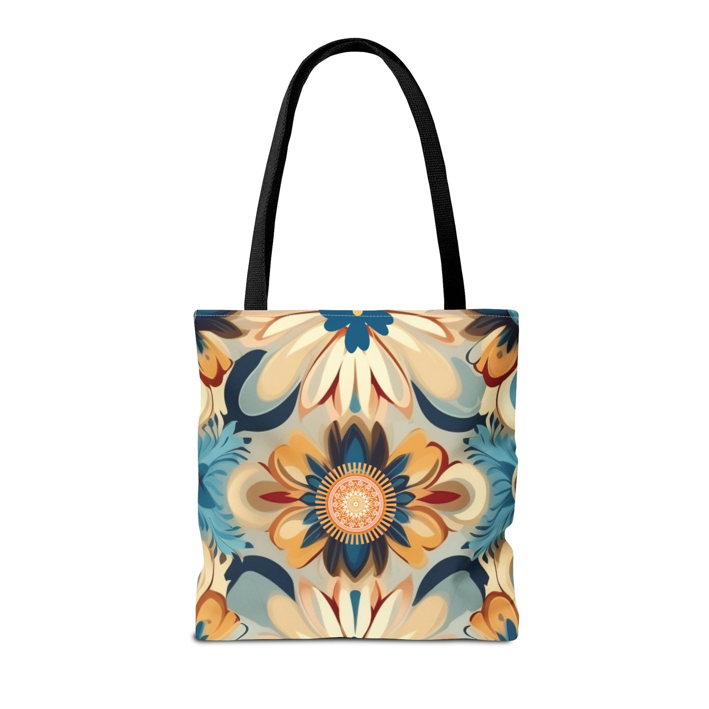 Bohemian Style Floral Tote With Medallion Accent Trendy Multipurpose Everyday Carryall Eye-Catching Design Fashionable Shopper