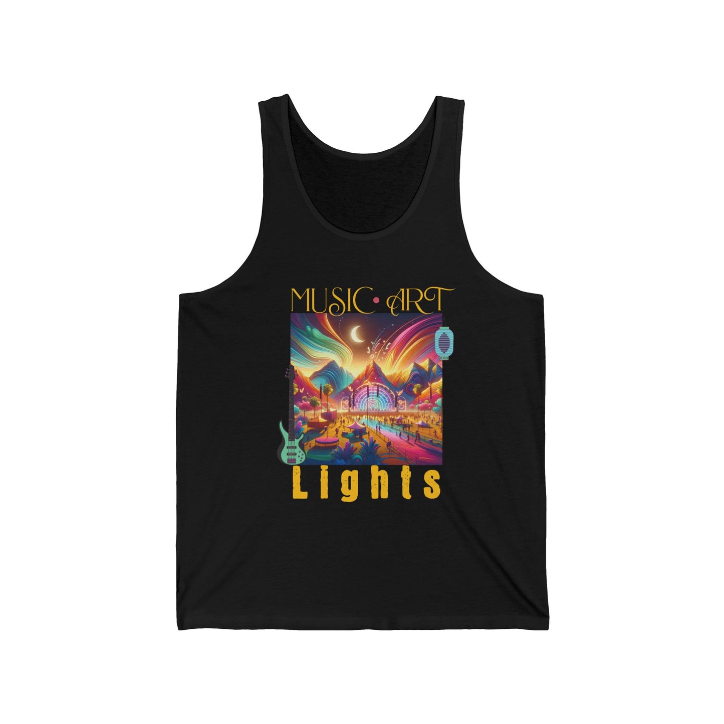 Bohemian Festival Tank Top Artistic Electric Guitar Expression Top for Music Lovers Stylish Festival Wear