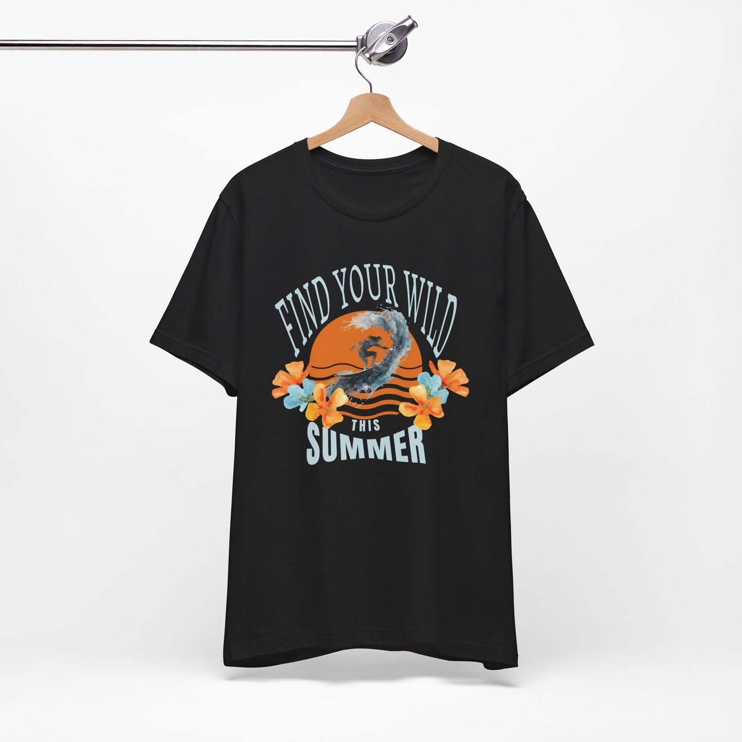 Surfer Tee Tropical Flowers and Sunset Beach Fashion Shirt for Surfing Enthusiasts and Ocean Lovers Summer Vibes Beachwear