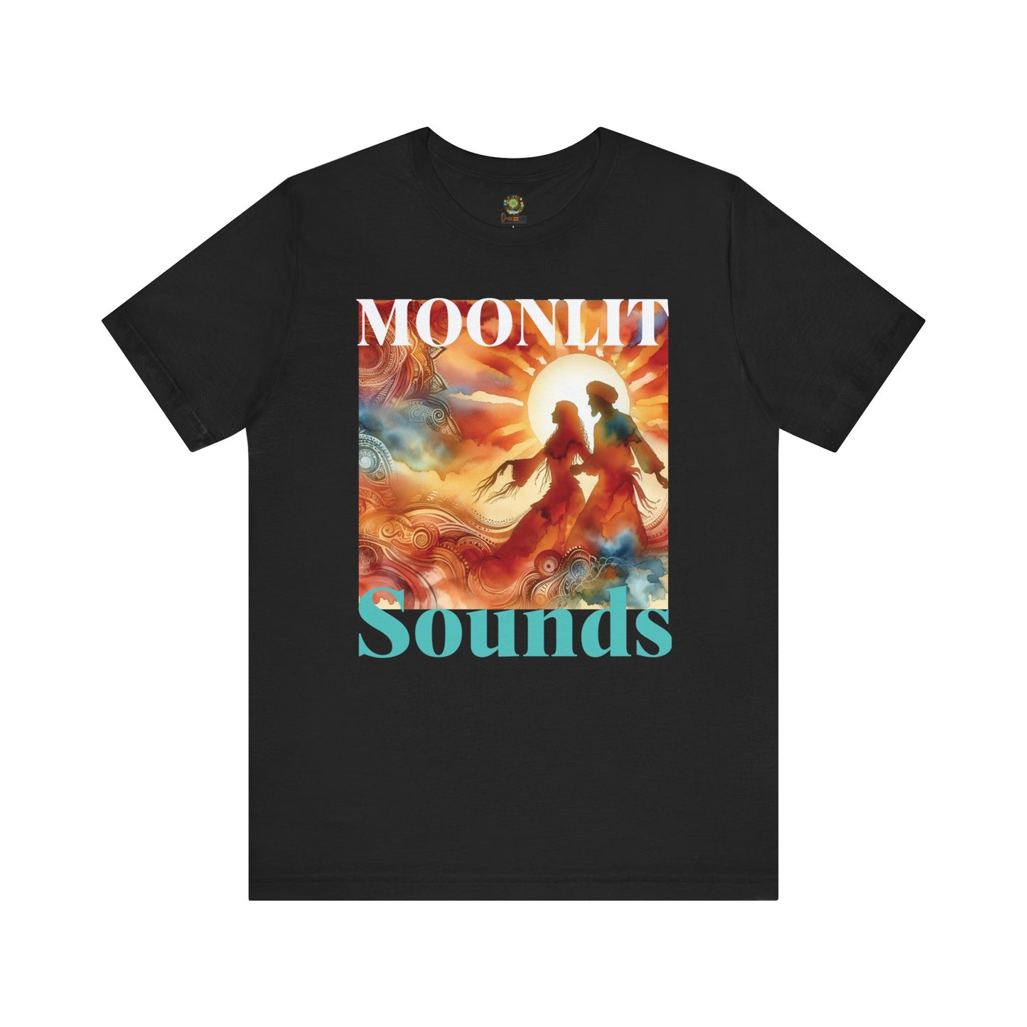 Festival T-Shirt Trendy Silhouette Dancing Couple Boho Moonlit Sounds Top for Desert Twilight Music Lovers and Festival-Goers