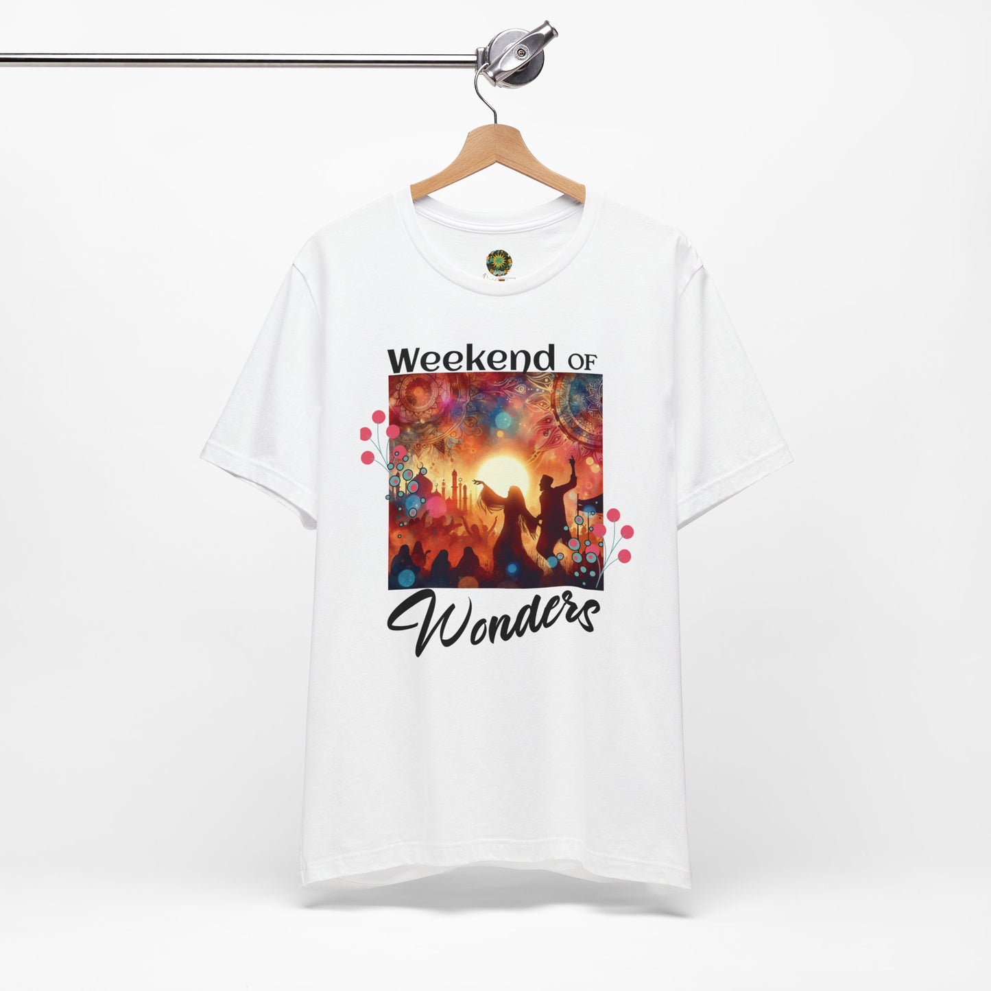 Festival Tee for Music Lovers Silhouette T-Shirt Trendy Weekend of Wonders Dancing Couple Festival Fashion Top Desert Music Shirt