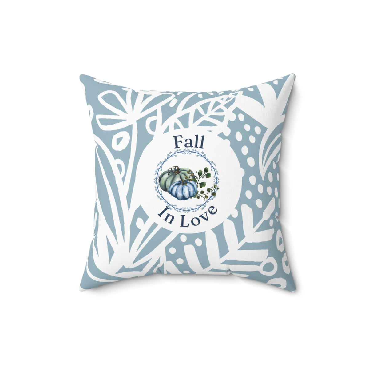 Fall in Love Blue Pumpkin Pillow — Double-Sided Autumn Accent Decor