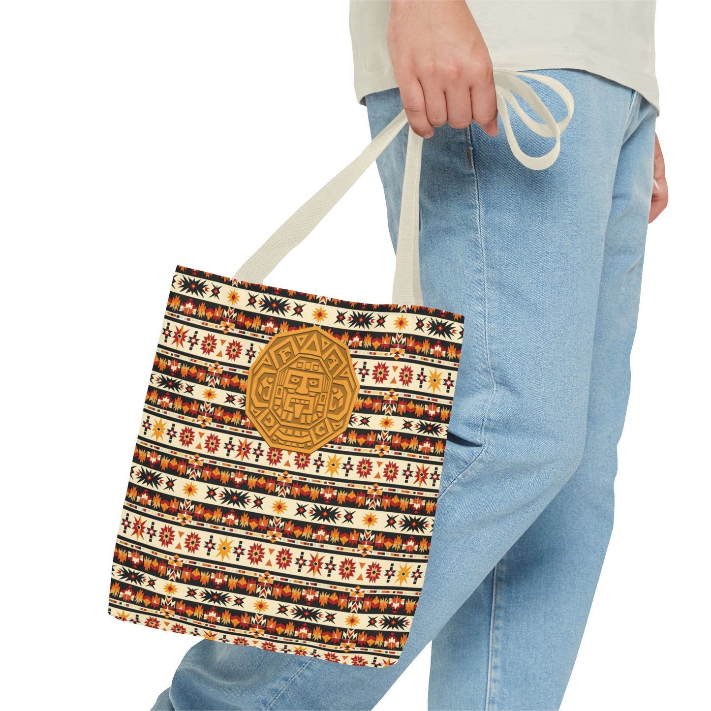 Southwestern Tote with Mayan Accent Fashionable Artistic Aztec Print Multiuse Bag for Weekend Getaways