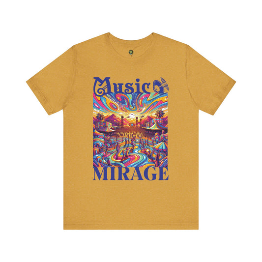 Music Mirage T-Shirt Bohemian Desert Festival Tee for Music Lovers Boho Desert Style Graphic T-Shirt