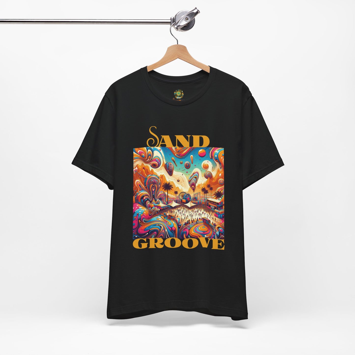 Festival Sand Groove T-Shirt Psychedelic Bohemian Desert Festival Tee Trendy Top for Festival-Goers and Music Lovers