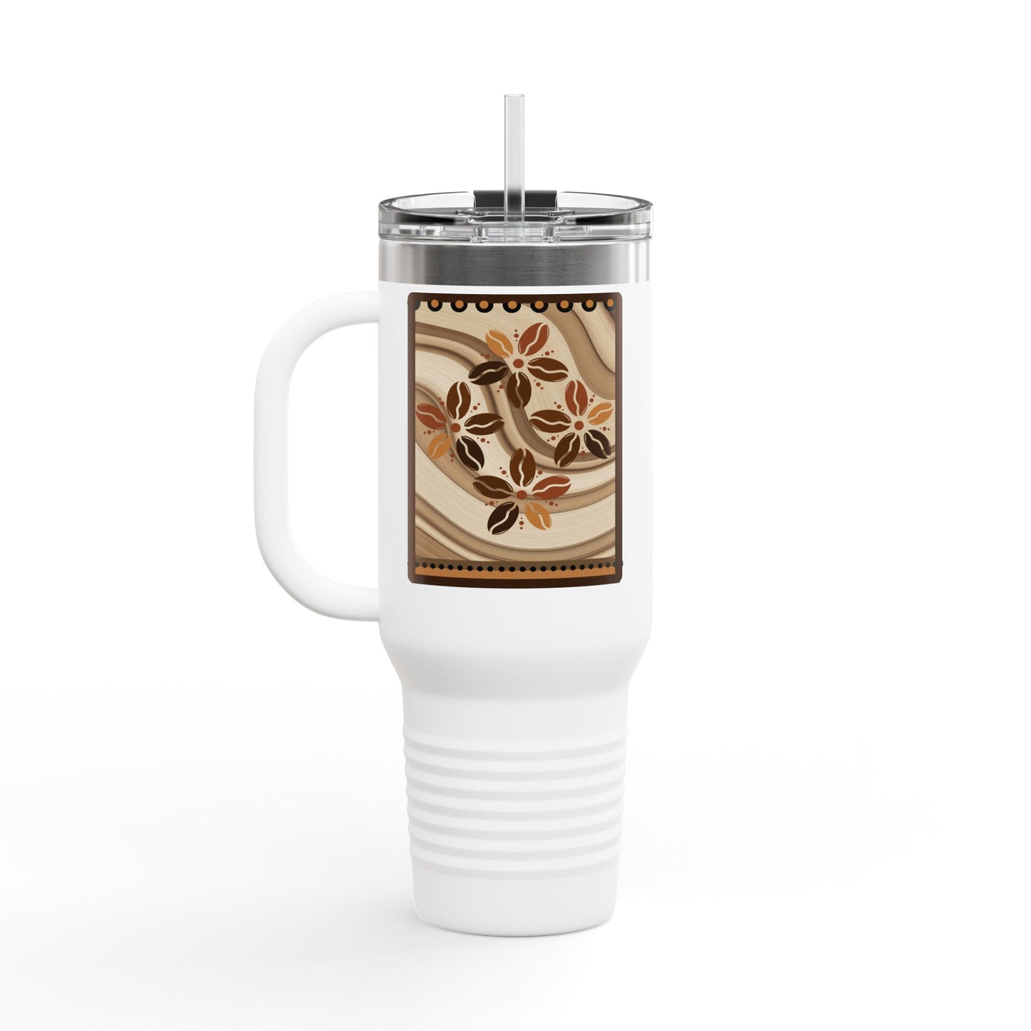 Coffee Bloom 40 oz Tumbler | Floral Coffee Travel Mug | Warm Neutral Everyday Drinkware
