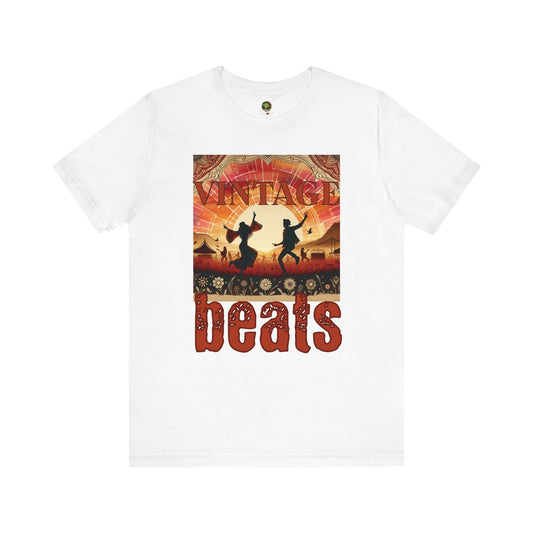 Vintage Beats Festival T-Shirt Trendy Silhouette  Dancing Couple Boho Desert Rhythms Top for Music Lovers and Festival-Goers