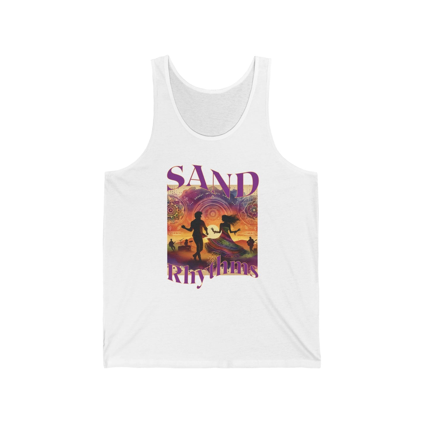 Sand Rhythms Tank Top Bohemian Desert Music Festival Design for Music Lovers and Festival Goers