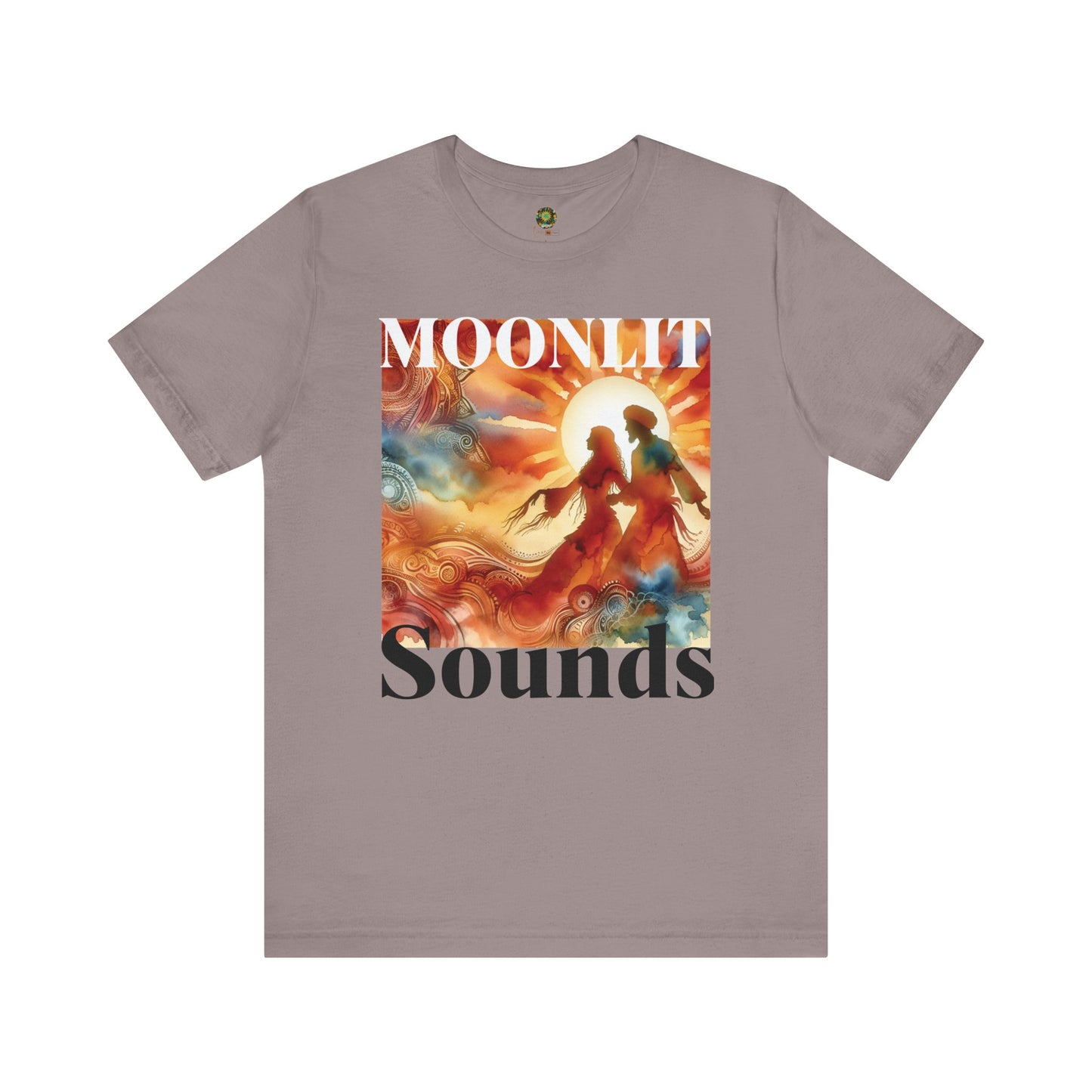 Festival T-Shirt Trendy Silhouette Dancing Couple Boho Moonlit Sounds Top for Desert Twilight Music Lovers and Festival-Goers