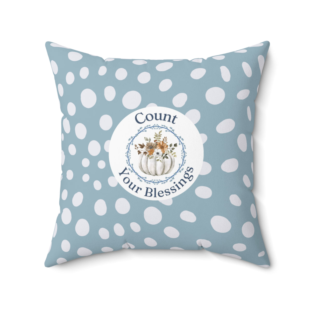 Count Your Blessings Blue Pumpkin Pillow