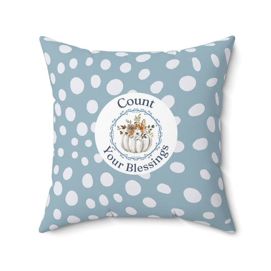 Count Your Blessings Blue Pumpkin Pillow