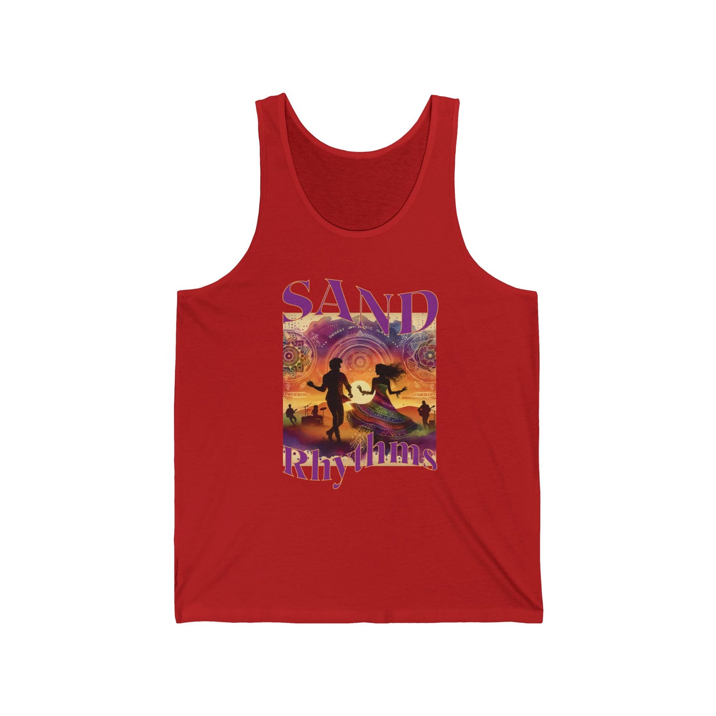 Sand Rhythms Tank Top Bohemian Desert Music Festival Design for Music Lovers and Festival Goers