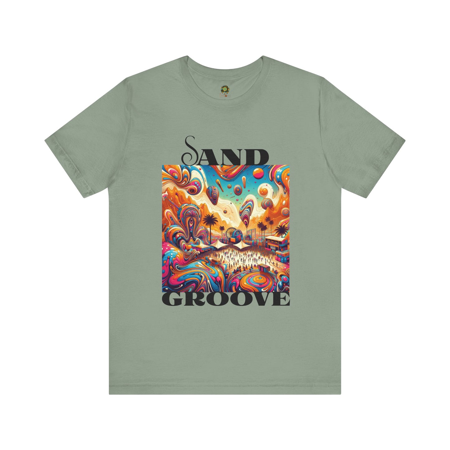 Festival Sand Groove T-Shirt Psychedelic Bohemian Desert Festival Tee Trendy Top for Festival-Goers and Music Lovers