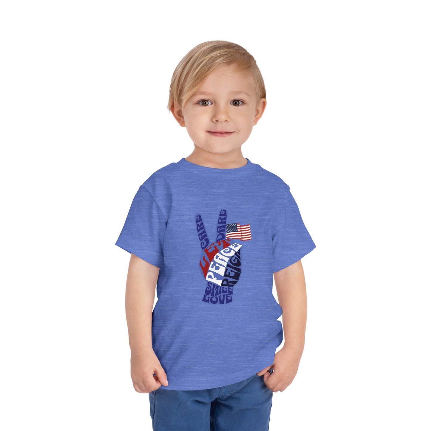 Civic Pride Toddler T-Shirt Patriotic Peace Sign Let Peace Reign Inspirational Tee for USA Patriotic Celebrations