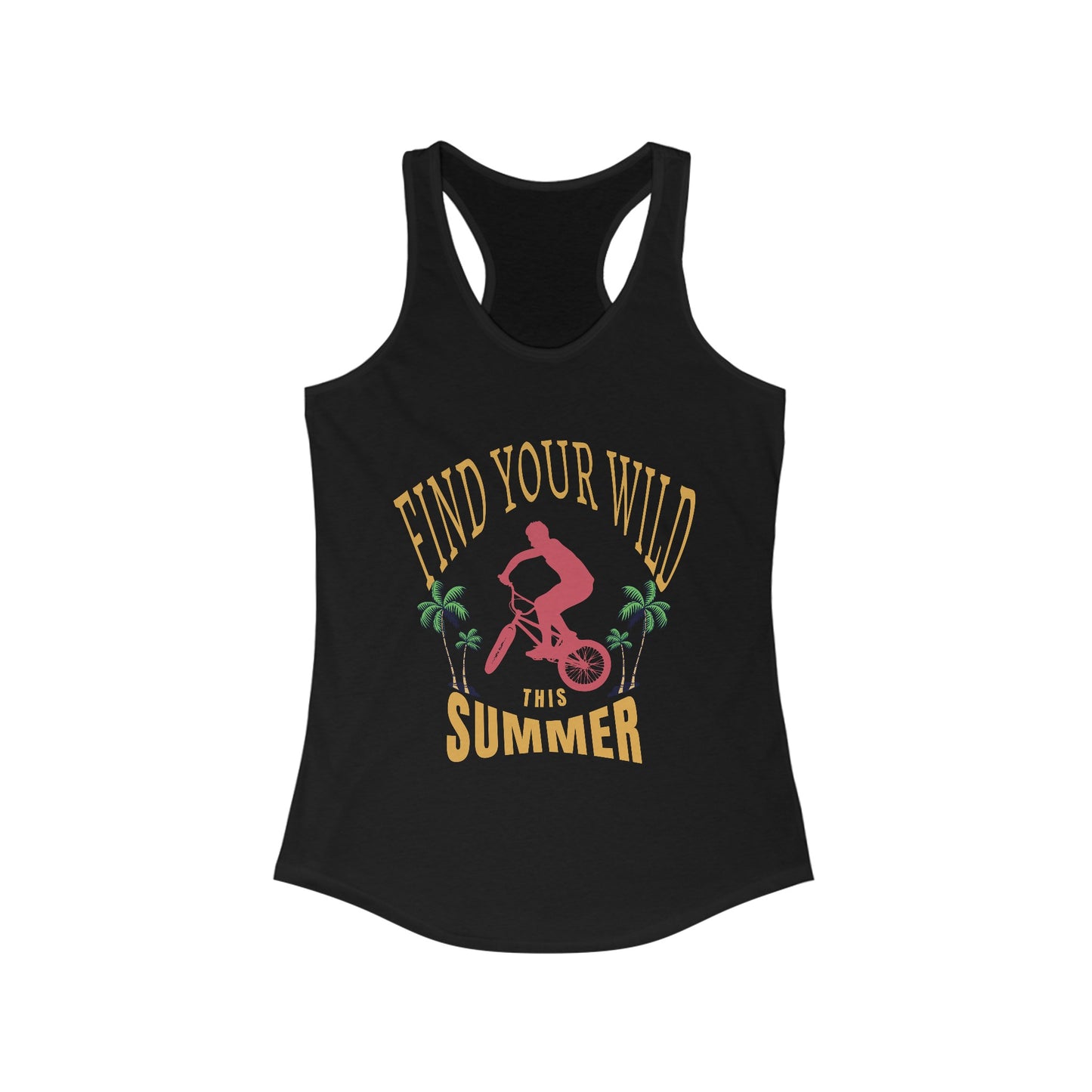Sporty Women's Racerback Fashion Tank Trendy Summer Clothing Active Lifestyle Shirt Mid-Air Bicycle Jump Top