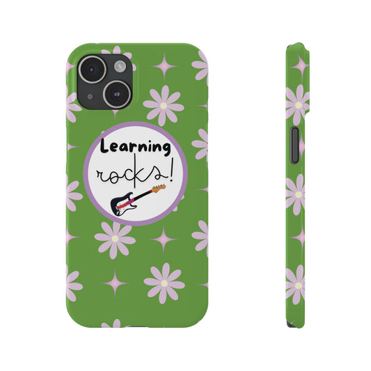 Green Floral Music-Themed iPhone Cover for Music Lovers Motivational Back to School Fun Phone Case  Trendy School Gear