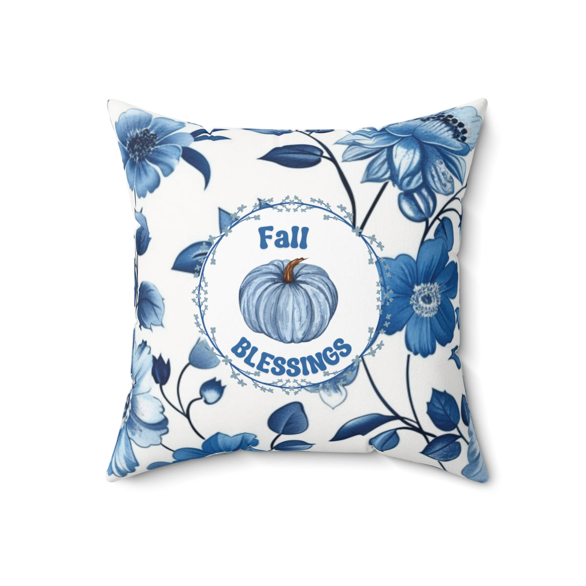 Fall Blessings Blue Pumpkin Pillow
