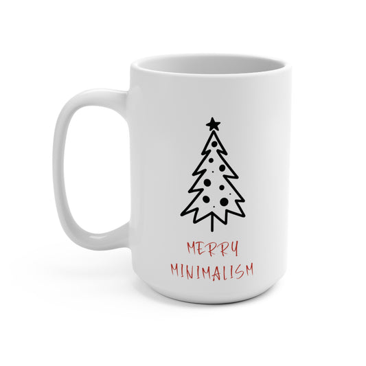 Christmas Chic Minimalism Unique Black Lines Tree Design Mug Contemporary Holiday Aesthetic Trendy Dual-Tree Design Festive Drinkware Gift