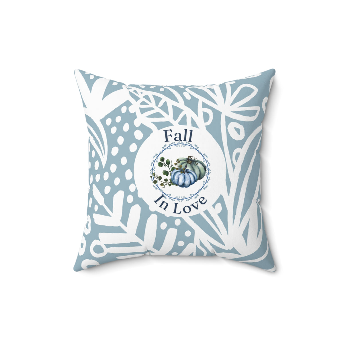 Fall in Love Blue Pumpkin Pillow — Double-Sided Autumn Accent Decor