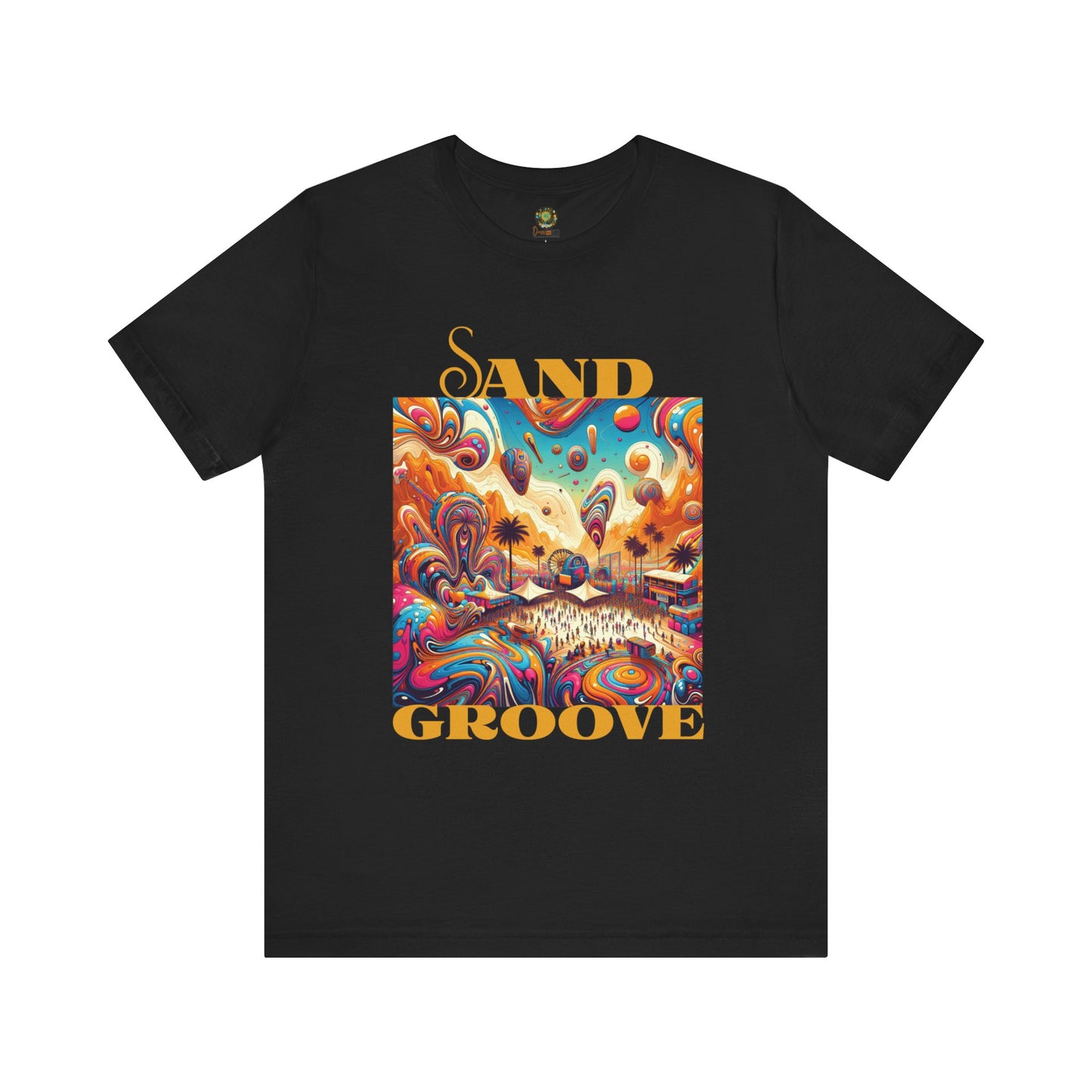 Festival Sand Groove T-Shirt Psychedelic Bohemian Desert Festival Tee Trendy Top for Festival-Goers and Music Lovers