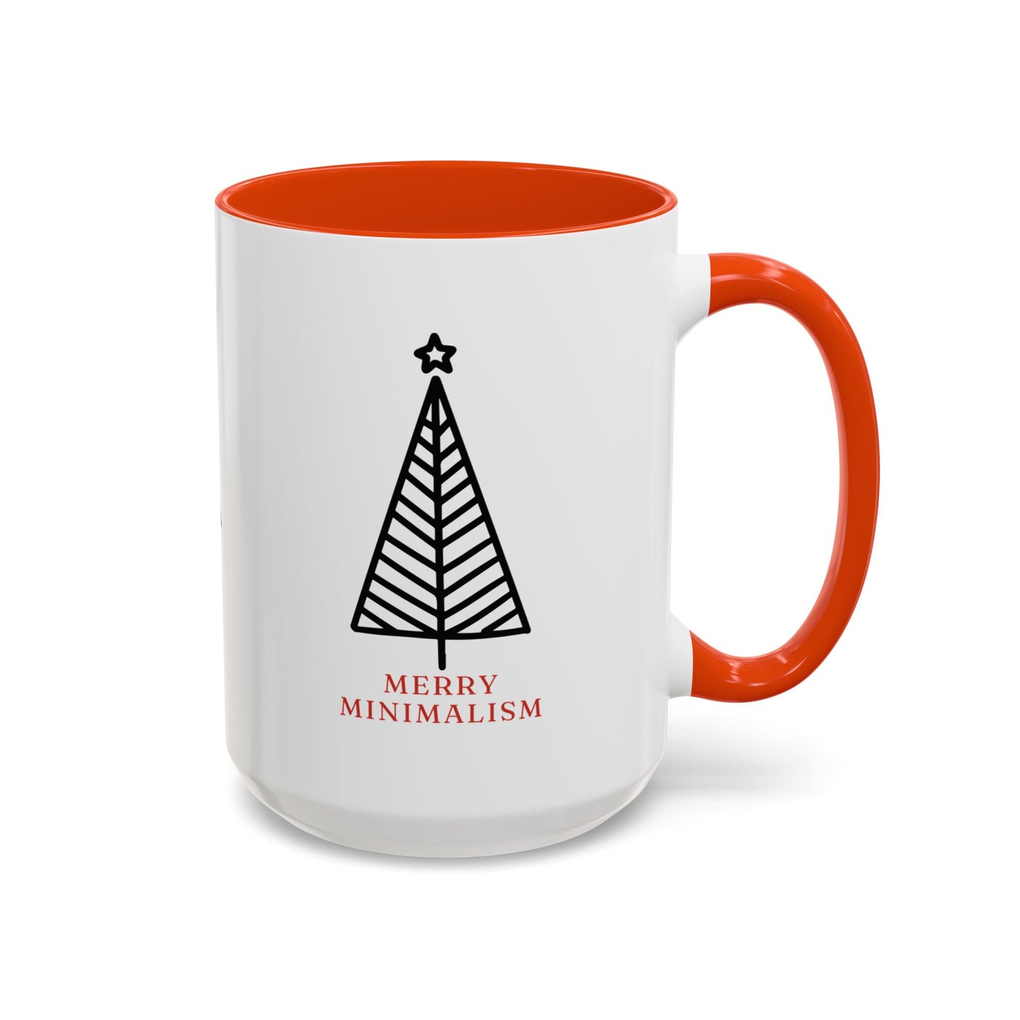 Merry Minimalism Geometric Tree 15 oz Red Accent Mug | Modern Christmas Tree Coffee Cup
