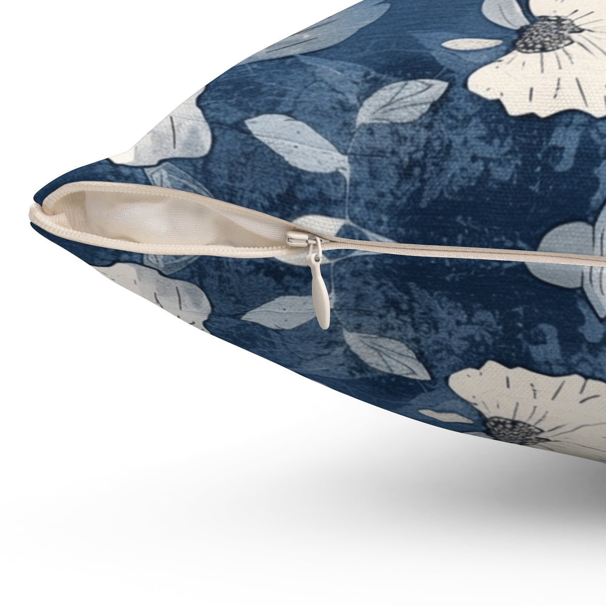 Blue Floral Fall Pumpkin Pillow — Autumn Accent Decor