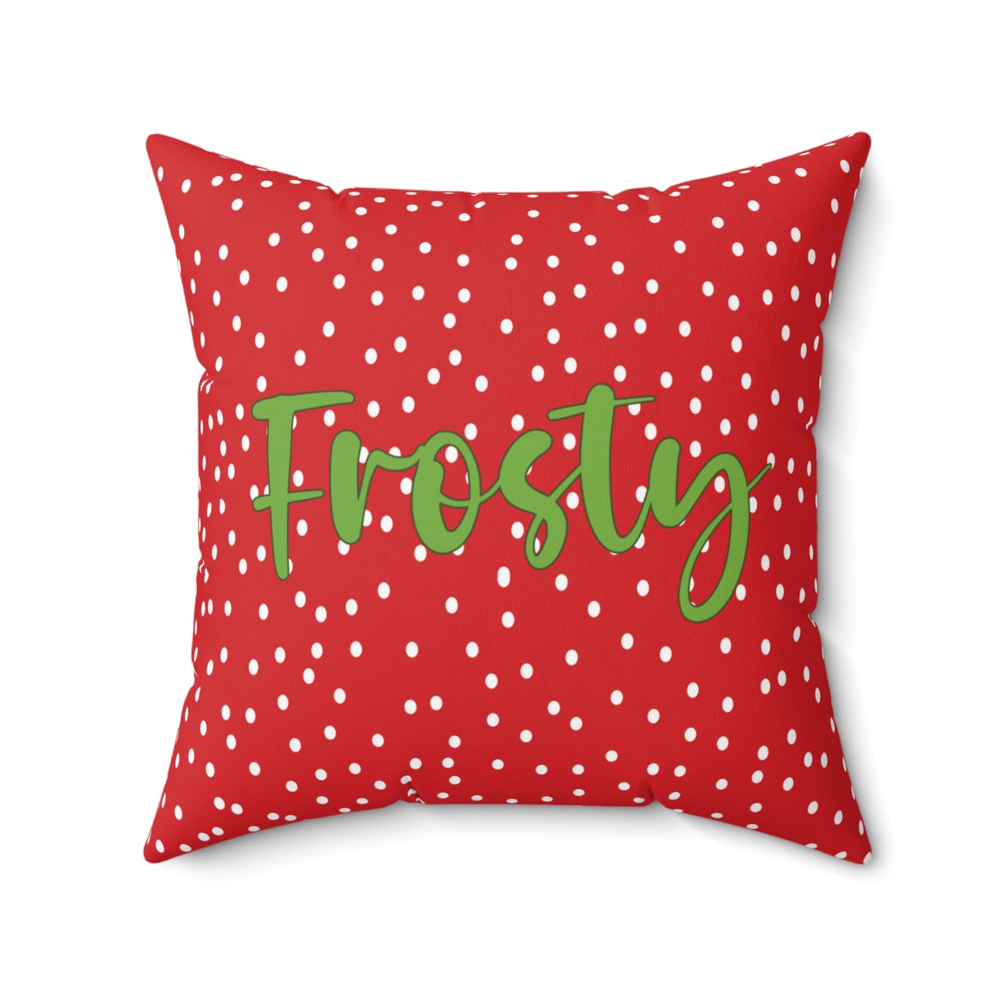 Cheerful Double-Sided Holiday Pillow with Green Script Stylish Christmas Home Decor Holiday Cheer Frosty Snowy Seasonal Script Pillow Gift