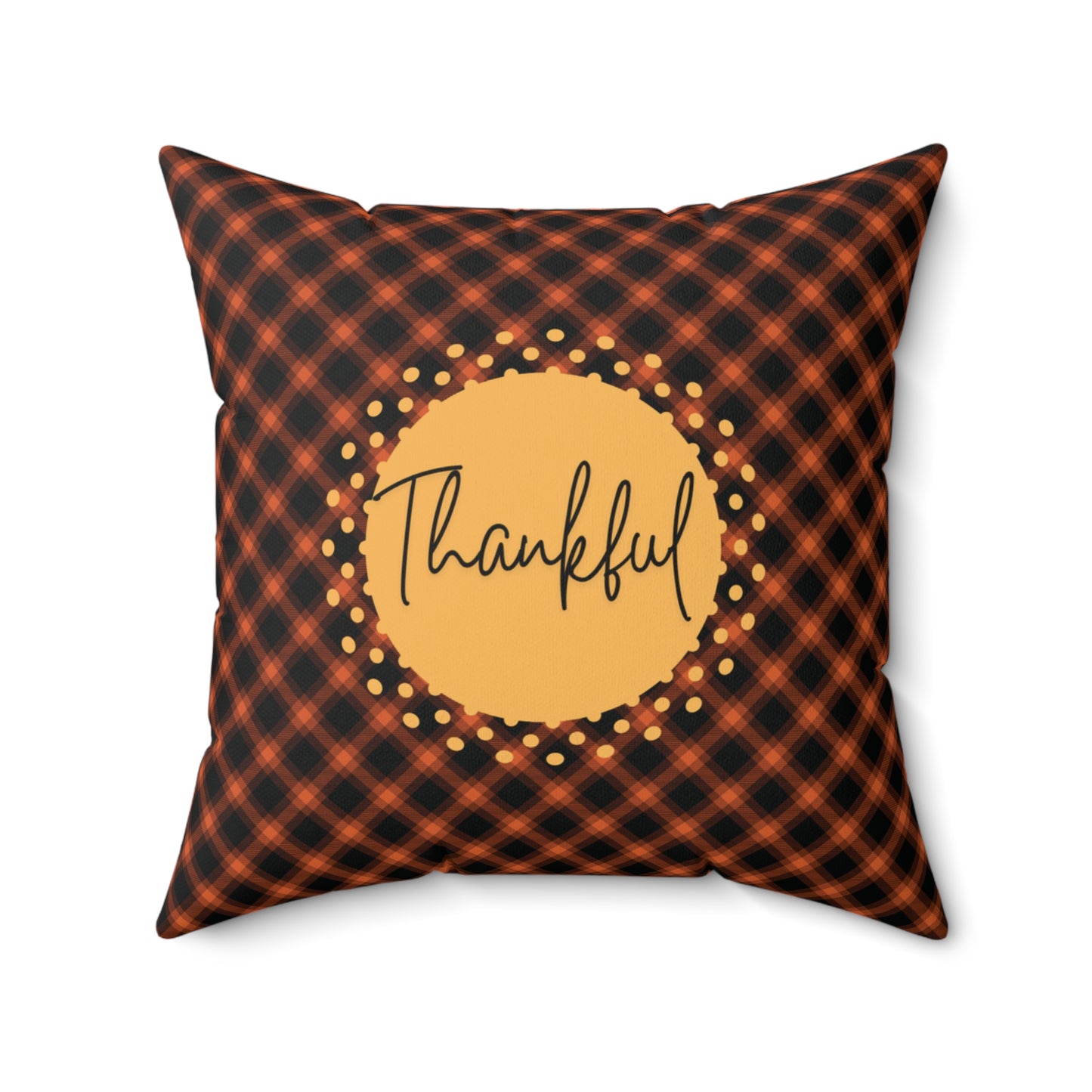 Thanksgiving  Gift Pillow Black and Orange Checkered Two-sided Fall Cushion Cozy Autumn Decor Gift for her Thankful Blessed Seasonal Pillow