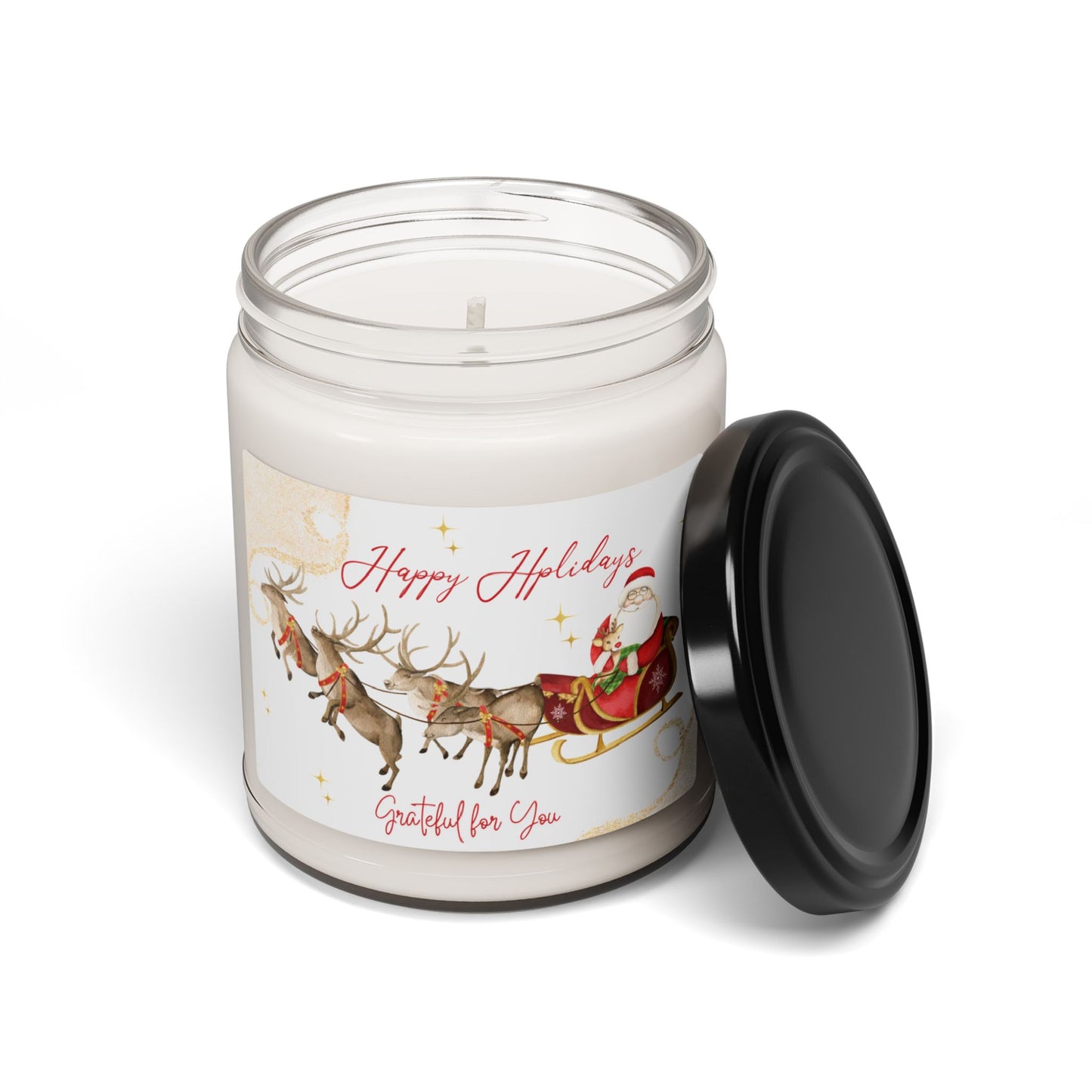 Christmas Gift Holiday Appreciation Candle Santa's Sleigh Festive Home Hostess Gift 9oz Eco-Friendly Seasonal Aromatic Candle