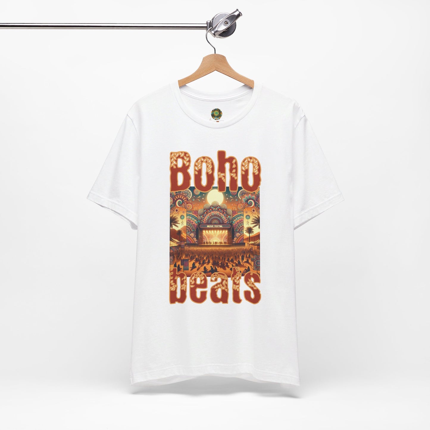 Boho Beats T-Shirt Music Festival Graphic Tee for Bohemian Desert Style, Music Lovers, and Festival Goers