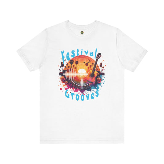 Festival Grooves T-Shirt Artistic Guitar Graphic Tee for Music Festivals Bohemian Desert Vibes Music Lovers