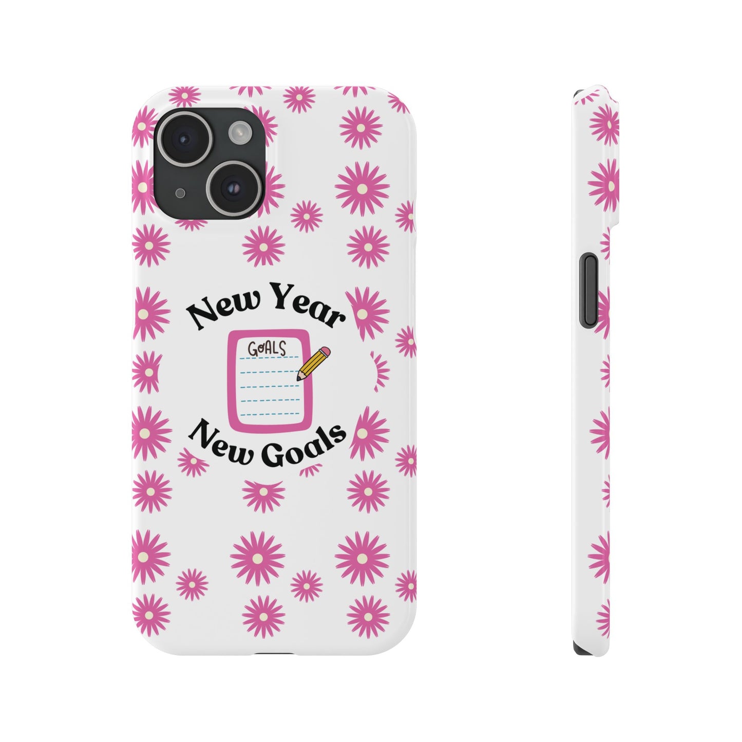 New Year New Goals iPhone Cover White Trendy School Supplies Goals Reminder Phone Accessory Positive Attitude School Gear