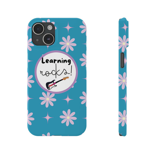 Turquoise Floral Music-Themed iPhone Cover Trendy School Gear for Music Lovers Motivational Back to School Fun Phone Case