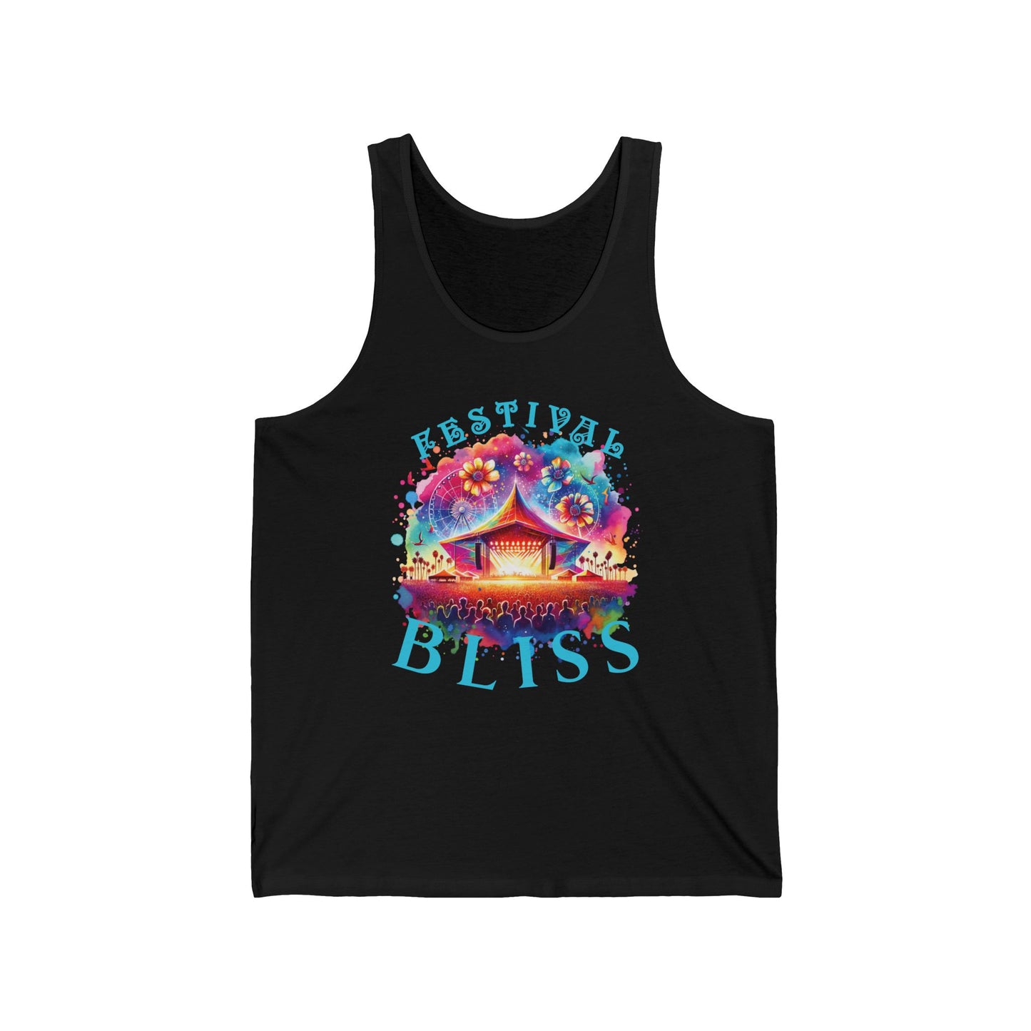 Festival Bliss Colorful Abstract Music Festival Tank Top Bohemian Desert Style Music Lover Top for Festivals and Concerts