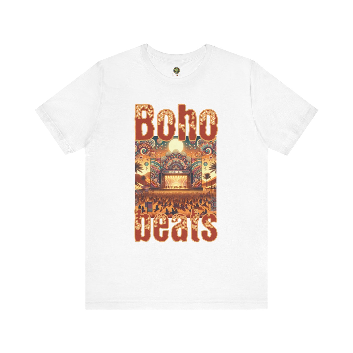 Boho Beats T-Shirt Music Festival Graphic Tee for Bohemian Desert Style, Music Lovers, and Festival Goers