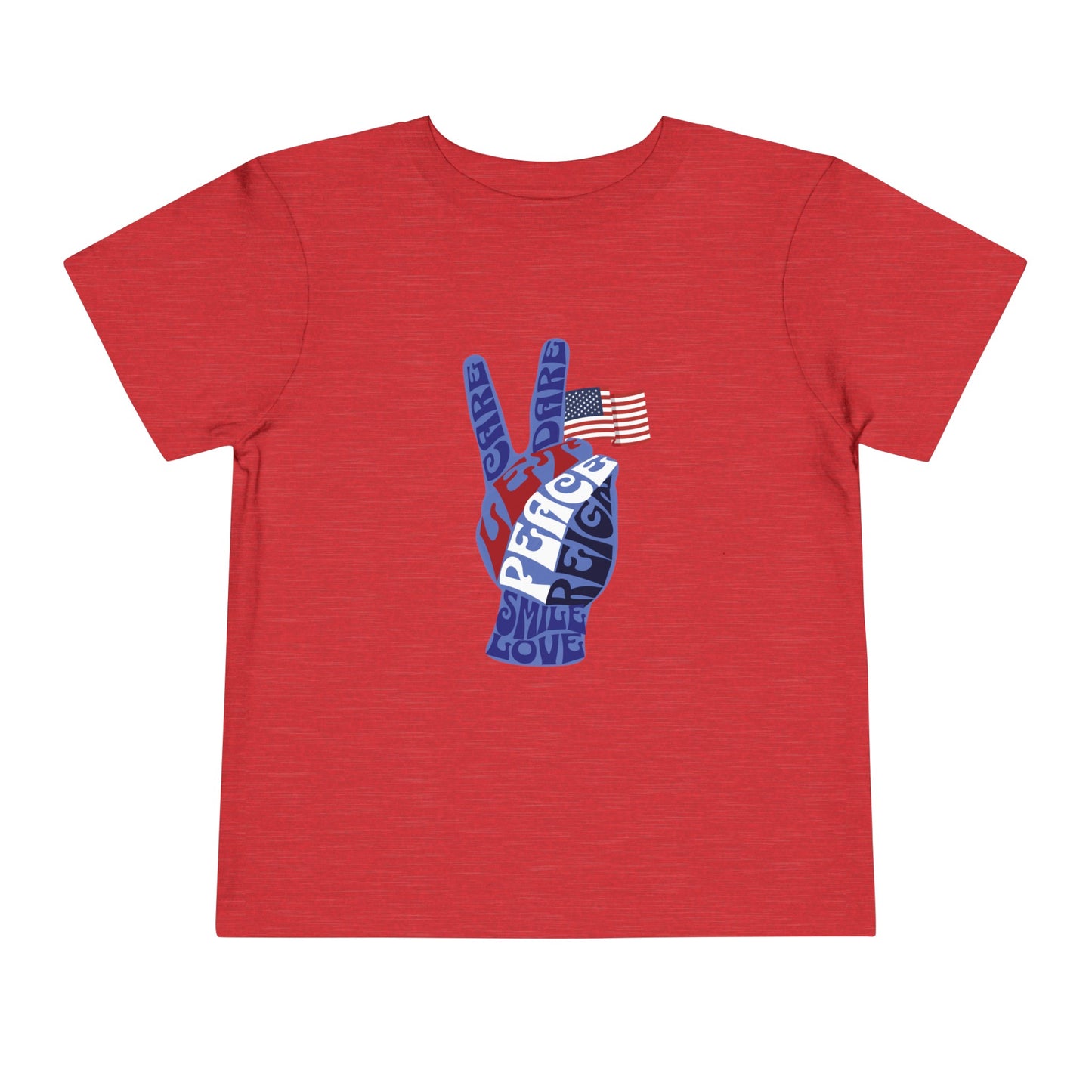 Civic Pride Toddler T-Shirt Patriotic Peace Sign Let Peace Reign Inspirational Tee for USA Patriotic Celebrations