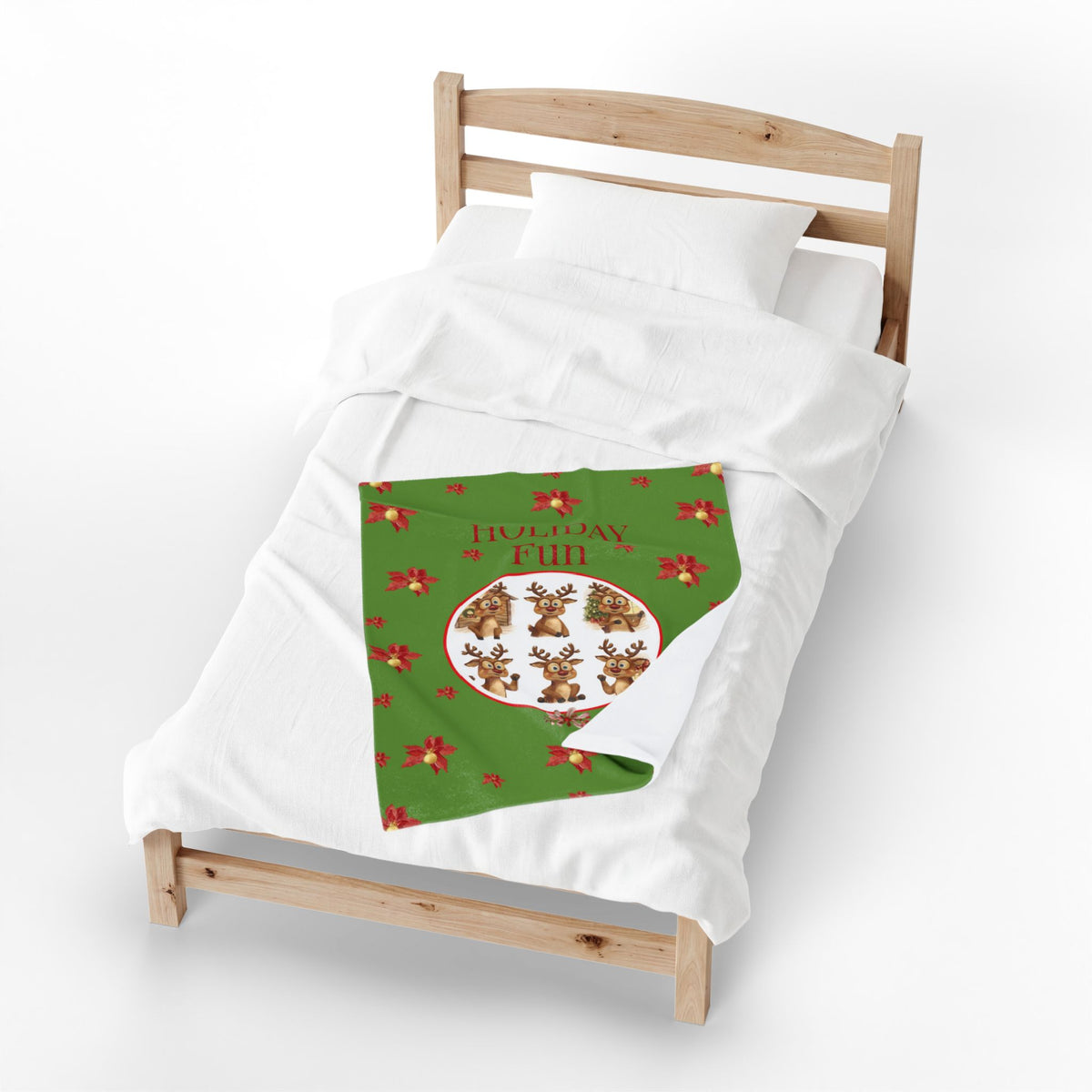 Holiday Fun Christmas Velveteen Plush Blanket | Festive Reindeer Cozy Throw